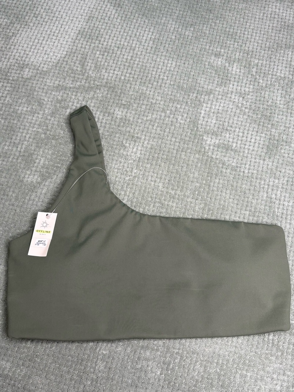aerie One-Shoulder Olive Crop Top sports bra